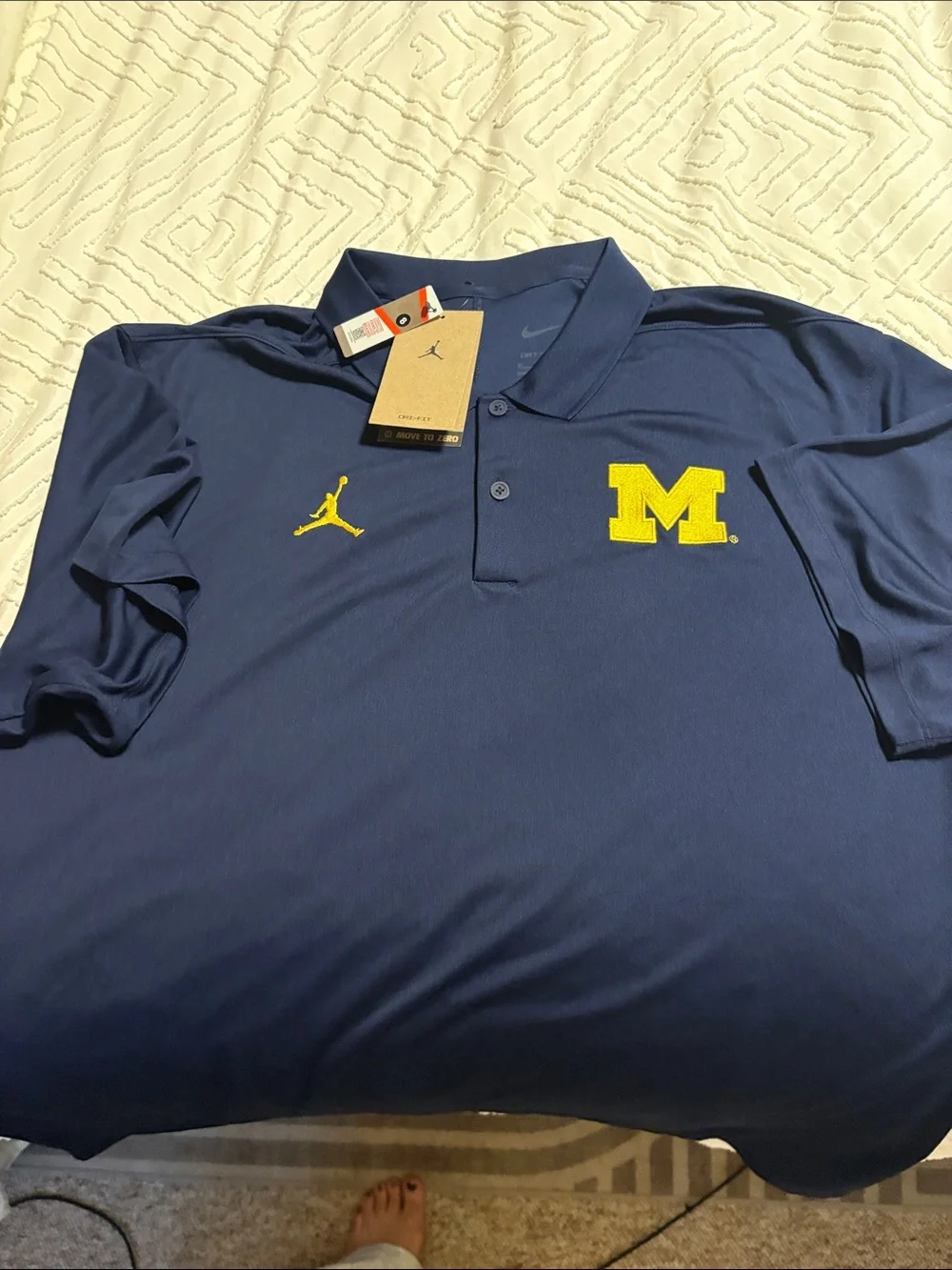 Jordan Navy Polo with Yellow Michigan 'M' and Jumpman